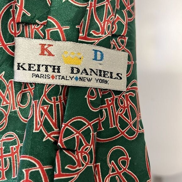 Keith Daniel Men’s Christmas Red Green Handmade Silk Tie Christmas - Picture 9 of 11